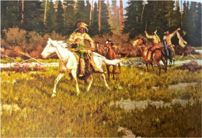 Robert F Morgan The Hostile Takeover Oil on Canvas by Robert F Morgan 1929 2015 