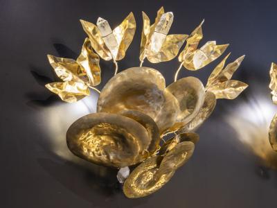 Robert Goossens Rare pair of waterlily wall lights