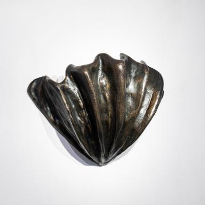 Robert Goossens Shell shaped wall light in brown patinated bronze