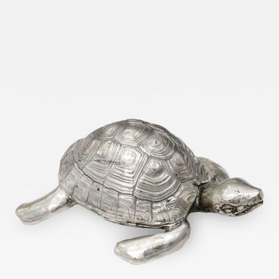 Robert Goossens Silvered bronze turtle box by Robert Goossens circa 1970