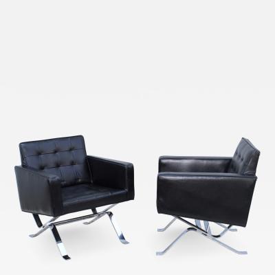 Robert Haussmann Robert Haussmann Chrome And Leather Lounge Chairs