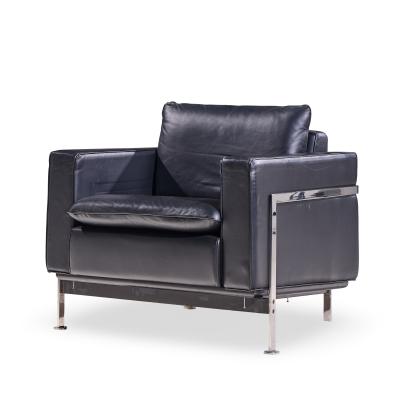 Robert Haussmann Robert Haussmann for De Sede Mid Century Black Leather Chairs Pair