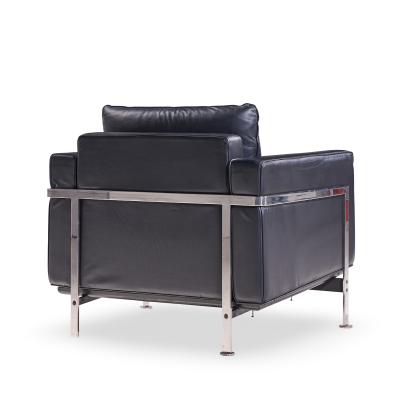 Robert Haussmann Robert Haussmann for De Sede Mid Century Black Leather Chairs Pair