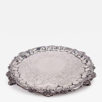 Robert Hennell Antique Hennell English Georgian Regency Sterling SIlver Salver 1836