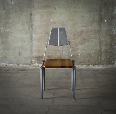 Robert Josten Set of 6 Robert Josten Maple Wood and Cast Aluminum Dining Chairs 1970s