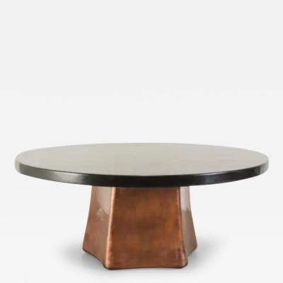 Robert Kuo 5 Side Pillow Shape Dining Table Base in Repouss Antique Copper by Robert Kuo