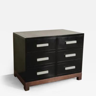 Robert Kuo 6 Drawer Cabinet w Bai Jade Peking Glass Handles on Copper Stand by Robert Kuo