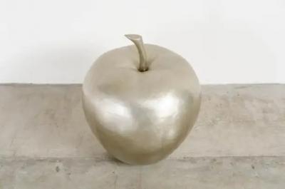 Robert Kuo Apple Sculpture White Bronze by Robert Kuo Hand Repousse Limited Edition