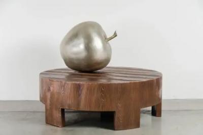 Robert Kuo Apple Sculpture White Bronze by Robert Kuo Hand Repousse Limited Edition