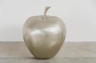 Robert Kuo Apple Sculpture White Bronze by Robert Kuo Hand Repousse Limited Edition