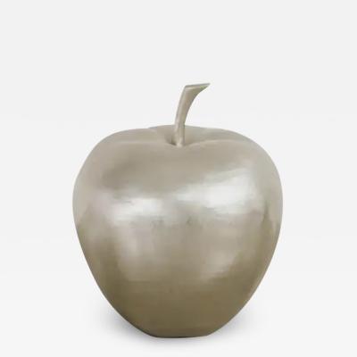Robert Kuo Apple Sculpture White Bronze by Robert Kuo Hand Repousse Limited Edition