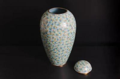 Robert Kuo Baluster Jar and Lid in Azure Colors by Robert Kuo Limited Edition