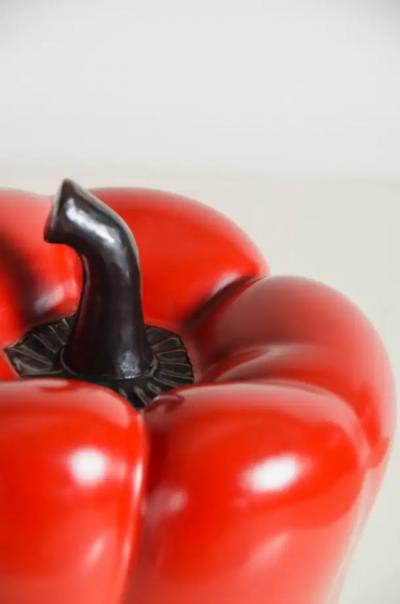 Robert Kuo Bell Pepper Red Lacquer by Robert Kuo Hand Repousse Limited Edition