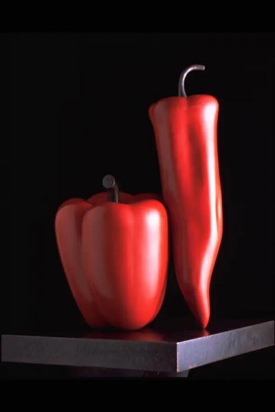 Robert Kuo Bell Pepper Red Lacquer by Robert Kuo Hand Repousse Limited Edition