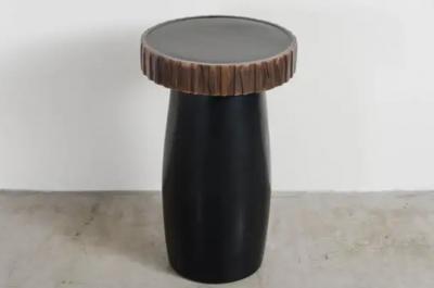 Robert Kuo Black Lacquer Side Table with Kuai Trim by Robert Kuo Hand Repousse Limited