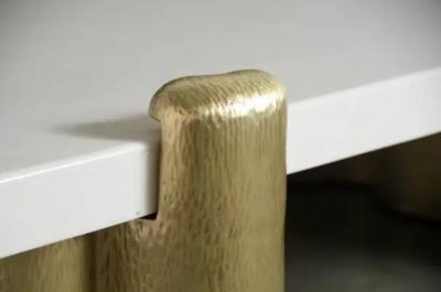 Robert Kuo Brass Root Design Cocktail Table Base with Cream Lacquer Top by Robert Kuo