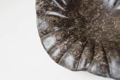 Robert Kuo Carved Pleated Leaf Charger Dong Shan Jade by Robert Kuo Hand Carved Limited