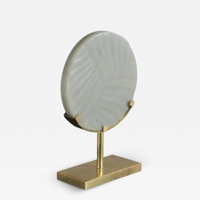 Robert Kuo Cascade Design Grey Peking Glass Disc on Stand by Robert Kuo Limited Edition