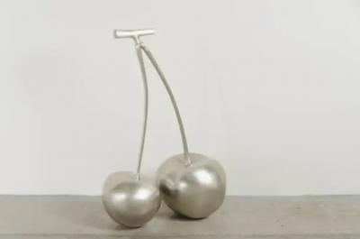Robert Kuo Cherries White Bronze by Robert Kuo Hand Repousse Limited Edition