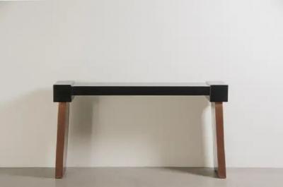 Robert Kuo Ching Style Console in Black Lacquer and Antiqued Copper by Robert Kuo