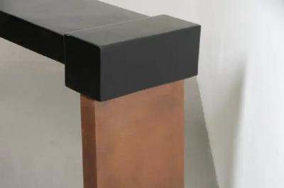 Robert Kuo Ching Style Console in Black Lacquer and Antiqued Copper by Robert Kuo
