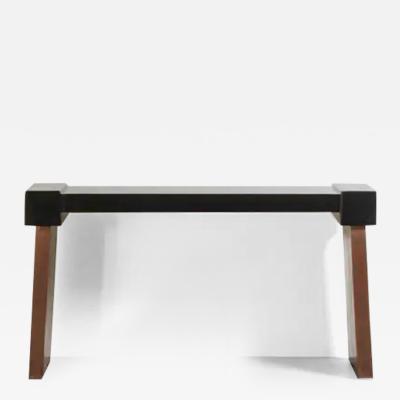 Robert Kuo Ching Style Console in Black Lacquer and Antiqued Copper by Robert Kuo