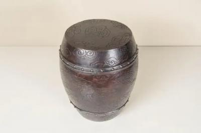 Robert Kuo Cloud Barrel Drumstool Antique Copper by Robert Kuo Hand Repousse