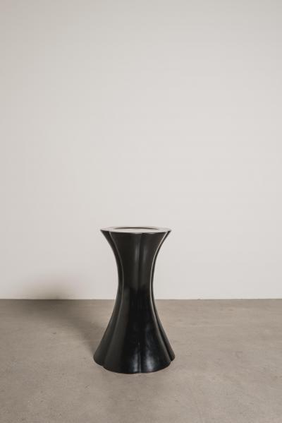 Robert Kuo Contemporary 6 Lobed Petal Stand Table in Black Lacquer by Robert Kuo