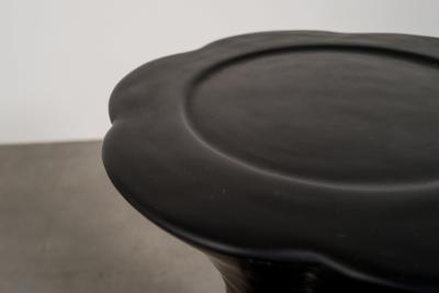 Robert Kuo Contemporary 6 Lobed Petal Stand Table in Black Lacquer by Robert Kuo