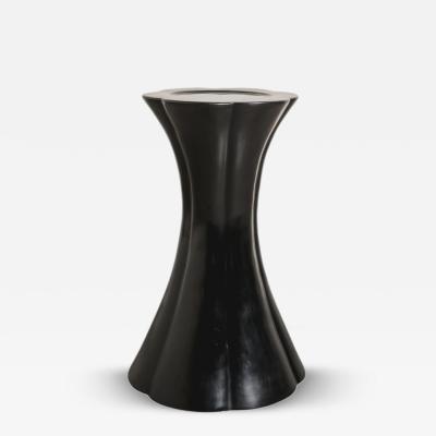 Robert Kuo Contemporary 6 Lobed Petal Stand Table in Black Lacquer by Robert Kuo