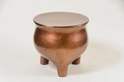 Robert Kuo Contemporary Antique Copper Li Design Tripod Drumstool by Robert Kuo