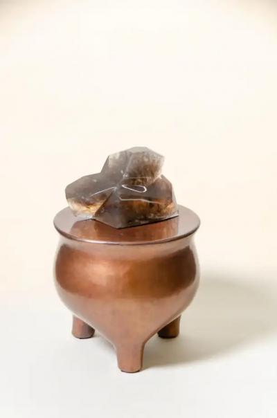 Robert Kuo Contemporary Antique Copper Li Design Tripod Drumstool by Robert Kuo