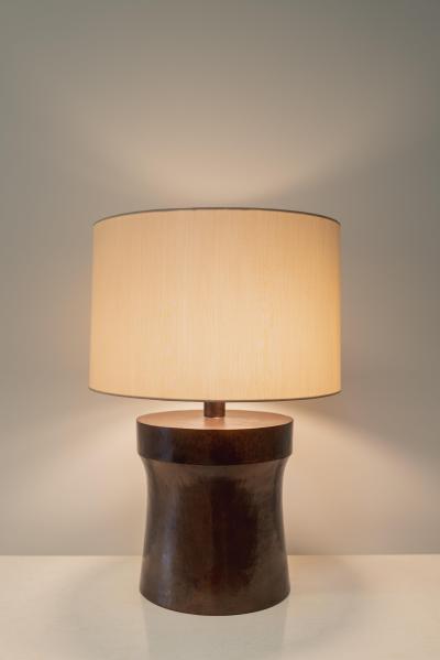 Robert Kuo Contemporary Antiqued Copper Dong Shan Table Lamp by Robert Kuo Limited Edition