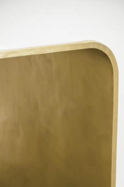 Robert Kuo Contemporary Arch Console w Brass Trim in Cream Lacquer by Robert Kuo