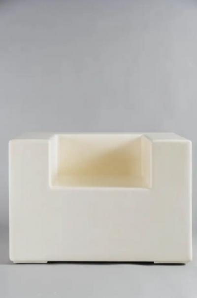 Robert Kuo Contemporary Arm Rest Chair in Cream Lacquer by Robert Kuo Limited Edition