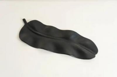 Robert Kuo Contemporary Black Lacquer Banana Leaf Sculpture by Robert Kuo Limited Edition