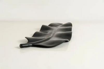 Robert Kuo Contemporary Black Lacquer Banana Leaf Sculpture by Robert Kuo Limited Edition