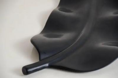 Robert Kuo Contemporary Black Lacquer Banana Leaf Sculpture by Robert Kuo Limited Edition