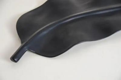 Robert Kuo Contemporary Black Lacquer Banana Leaf Sculpture by Robert Kuo Limited Edition