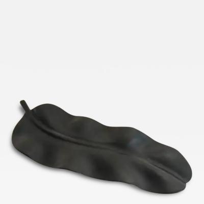 Robert Kuo Contemporary Black Lacquer Banana Leaf Sculpture by Robert Kuo Limited Edition