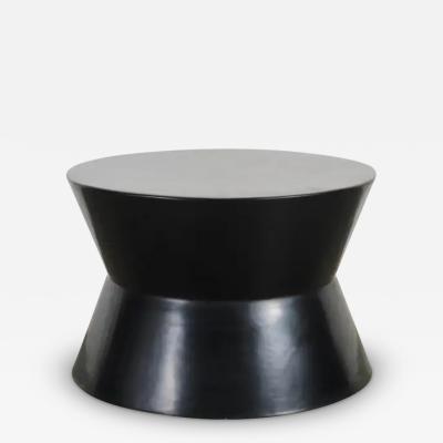 Robert Kuo Contemporary Black Lacquer Drumstool w Waist by Robert Kuo Limited Edition