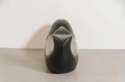 Robert Kuo Contemporary Black Lacquer Fish Seat w Copper Eye by Robert Kuo
