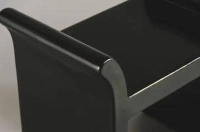 Robert Kuo Contemporary Black Lacquer Vanity Seat by Robert Kuo Hand Made Limited Edition
