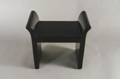 Robert Kuo Contemporary Black Lacquer Vanity Seat by Robert Kuo Hand Made Limited Edition