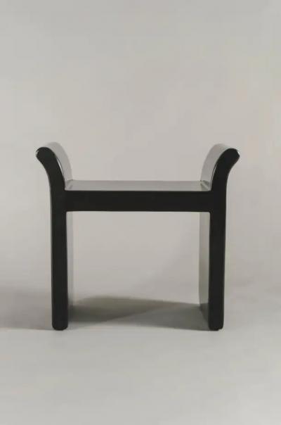 Robert Kuo Contemporary Black Lacquer Vanity Seat by Robert Kuo Hand Made Limited Edition