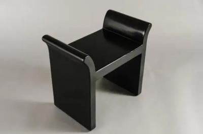 Robert Kuo Contemporary Black Lacquer Vanity Seat by Robert Kuo Hand Made Limited Edition