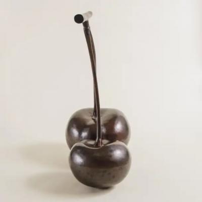 Robert Kuo Contemporary Cherries Sculpture in Dark Antique Copper by Robert Kuo