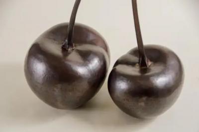 Robert Kuo Contemporary Cherries Sculpture in Dark Antique Copper by Robert Kuo