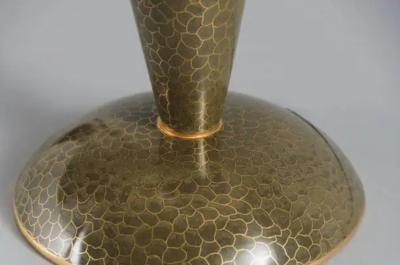 Robert Kuo Contemporary Cloisonn Baluster Lamp in Moss by Robert Kuo Limited Edition