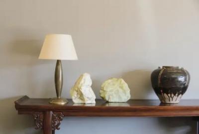 Robert Kuo Contemporary Cloisonn Baluster Lamp in Moss by Robert Kuo Limited Edition